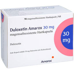Abbildung: Duloxetin Amarox 30 mg magensaftresistent Hartkapseln 98 St, Magensaftresistente Hartkapseln PZN 17932311