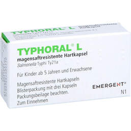 Abbildung: Typhoral L magensaftresistente Hartkapseln 1X3 St, Magensaftresistente Hartkapseln PZN 17936987