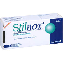 Abbildung: Stilnox 10 mg Filmtabletten 14 St, Filmtabletten PZN 17938319