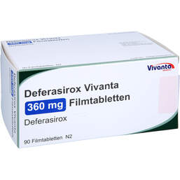 Abbildung: Deferasirox Vivanta 360 mg Filmtabletten 90 St, Filmtabletten PZN 17940262