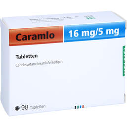 Abbildung: Caramlo 16 mg / 5 mg Tabletten 98 St, Tabletten PZN 17941801