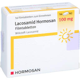 Abbildung: Lacosamid Hormosan 100 mg Filmtabletten 56 St, Filmtabletten PZN 17941882