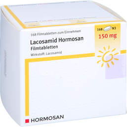 Abbildung: Lacosamid Hormosan 150 mg Filmtabletten 168 St, Filmtabletten PZN 17941936