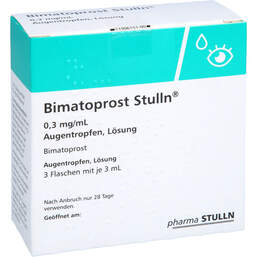 Abbildung: Bimatoprost Stulln 0,3 mg / ml Augentropfen Lösung 3X3 ml, Augentropfen PZN 17943941
