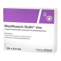 Abbildung: Moxifloxacin Stulln sine 5mg / ml Atr i.Einzeldo.beh 30X0.4 ml, Augentropfen PZN 17944001