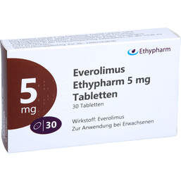 Abbildung: Everolimus Ethypharm 5 mg Tabletten 30 St, Tabletten PZN 17947117