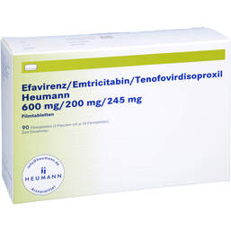 Abbildung: Efavirenz / Emtricitabin / Tenofovird.Heum.600 / 200 / 245 3X30 St, Filmtabletten PZN 17949553