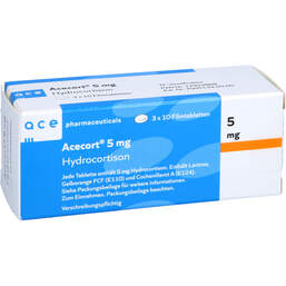 Abbildung: Acecort 5 mg Filmtabletten 30 St, Filmtabletten PZN 17952868
