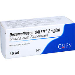 Abbildung: Dexamethason Galen 2 mg / ml Lösung zum Einnehmen 30 ml, Lösung zum Einnehmen PZN 17955938