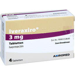 Abbildung: Iveraxiro 3 mg Tabletten 4 St, Tabletten PZN 17969254
