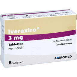 Abbildung: Iveraxiro 3 mg Tabletten 8 St, Tabletten PZN 17969283