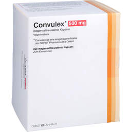 Abbildung: Convulex 500 mg magensaftresistente Kapseln 200 St, Kapseln magensaftresistent PZN 17969372