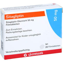 Abbildung: Sitagliptin Glenmark 50 mg Filmtabletten 28 St, Filmtabletten PZN 17974120