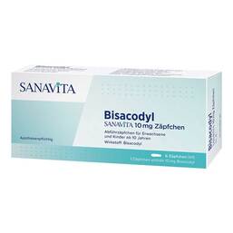 Abbildung: Bisacodyl Sanavita 10 mg Zäpfchen 6 St, Suppositorien PZN 17975177