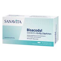 Abbildung: Bisacodyl Sanavita 10 mg Zäpfchen 10 St, Suppositorien PZN 17975183