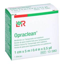 Abbildung: Opraclean Mullbinde z.Tampon.mit Jodoform 1 cmx5 m 1 St, Tamponaden PZN 17975496