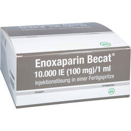 Abbildung: Enoxaparin Becat 10.000 I.E. 100mg / ml Injektionslösung FS 24 St, Injektionslösung in einer Fertigspritze PZN 17976484