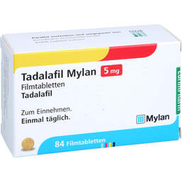 Abbildung: Tadalafil Mylan 5 mg Filmtabletten 84 St, Filmtabletten PZN 17977710