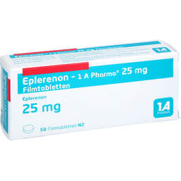 Abbildung: Eplerenon-1A Pharma 25 mg Filmtabletten 50 St, Filmtabletten PZN 17978862