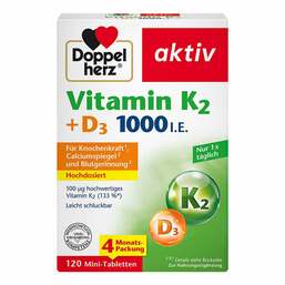 Abbildung: Doppelherz Vitamin K2 + D3 1000 I.E. Tabletten 120 St, Tabletten PZN 17980882