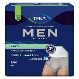 Abbildung: TENA® MEN ACTIVE FIT Pants Normal grau S/M bei Inkontinenz 12 St PZN 17981640