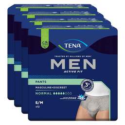 Abbildung: TENA® MEN ACTIVE FIT Pants Normal grau S/M bei Inkontinenz 4X12 St PZN 17981657