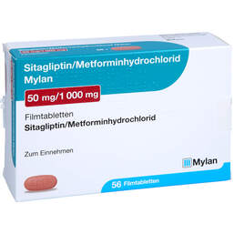 Abbildung: Sitagliptin Metformin-HCL Mylan 50 mg / 1000 mg Fta 56 St, Filmtabletten PZN 17987105