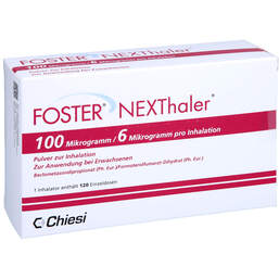 Abbildung: Foster Nexthaler 100 / 6 µg 120 ED Inhalationspulver 1 St, Inhalationspulver PZN 17999605