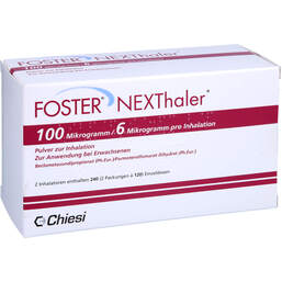 Abbildung: Foster Nexthaler 100 / 6 µg 120 ED Inhalationspulver 2 St, Inhalationspulver PZN 17999611