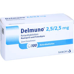 Abbildung: Delmuno 2,5 / 2,5 mg Retardtabletten 100 St, Retard-Tabletten PZN 18003370