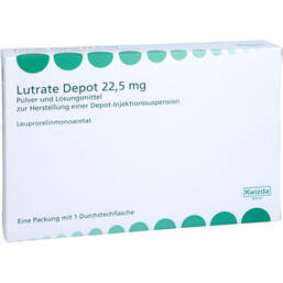 Abbildung: Lutrate Depot 22,5 mg P.und LM z.H.e.depuratus Injektionssuspension  1 St, Trockensubstanz mit Lösun PZN 18003387
