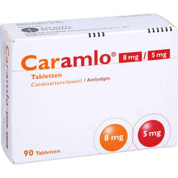 Abbildung: Caramlo 8 mg / 5 mg Tabletten 90 St, Tabletten PZN 18007793