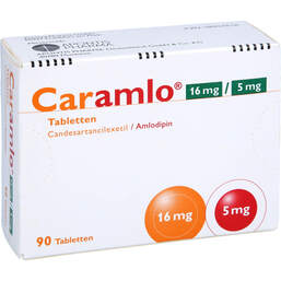 Abbildung: Caramlo 16 mg / 5 mg Tabletten 90 St, Tabletten PZN 18007818