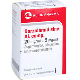 Abbildung: Dorzolamid sine AL comp. 20mg / ml + 5mg / ml Atr im Edb 30X0.2 ml, Einzeldosispipetten PZN 18010938