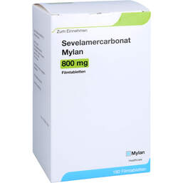 Abbildung: Sevelamercarbonat Mylan 800 mg Filmtabletten 180 St, Filmtabletten PZN 18010996
