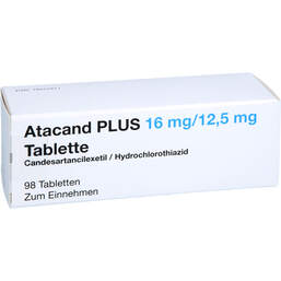 Abbildung: Atacand Plus 16 mg / 12,5 mg Tabletten 98 St, Tabletten PZN 18013411