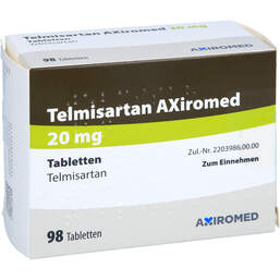 Abbildung: Telmisartan Axiromed 20 mg Tabletten 98 St, Tabletten PZN 18018064