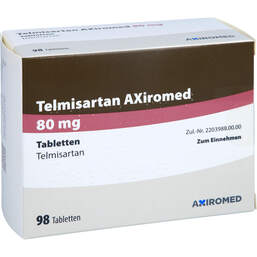 Abbildung: Telmisartan Axiromed 80 mg Tabletten 98 St, Tabletten PZN 18018124