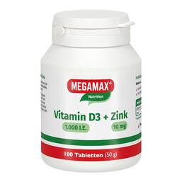 Abbildung: Vitamin D3 1.000 I.E. + Zink 10 mg Tabletten 100 St, Tabletten PZN 18018762
