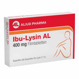 Abbildung: Ibu-Lysin AL 400 mg Filmtabletten 10 St, Filmtabletten PZN 18021244
