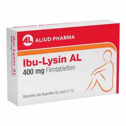 Abbildung: Ibu-Lysin AL 400 mg Filmtabletten 20 St, Filmtabletten PZN 18021250