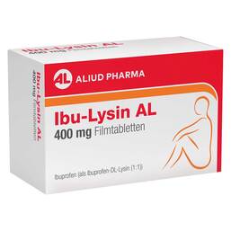 Abbildung: Ibu-Lysin AL 400 mg Filmtabletten 50 St, Filmtabletten PZN 18021273