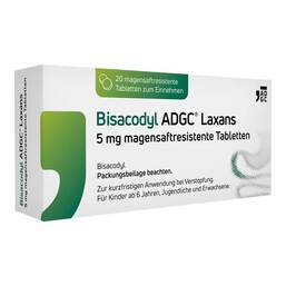 Abbildung: Bisacodyl ADGC® Laxans 5 mg magensaftresistent Tabletten 20 St, Tabletten magensaftresistent PZN 18026537