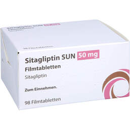 Abbildung: Sitagliptin Sun 50 mg Filmtabletten 98 St, Filmtabletten PZN 18026997
