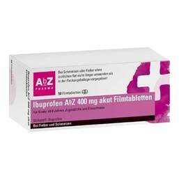 Abbildung: Ibuprofen AbZ 400 mg akut Filmtabletten 50 St, Filmtabletten PZN 18029889