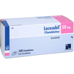 Abbildung: Lacosabil 50 mg Filmtabletten 168 St, Filmtabletten PZN 18032213
