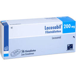 Abbildung: Lacosabil 200 mg Filmtabletten 56 St, Filmtabletten PZN 18032288