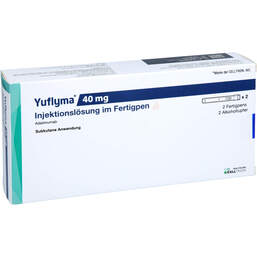 Abbildung: Yuflyma 40 mg / 0,4 ml Injektionslösung im Fertigpen 2 St, Injektionslösung PZN 18035654