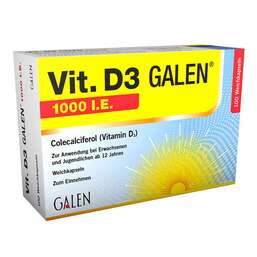 Abbildung: Vit. D3 GALEN 1000 I.E. Weichkapseln 100 St, Weichkapseln PZN 18036599