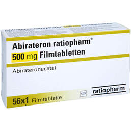 Abbildung: Abirateron ratiopharm 500 mg Filmtabletten 56 St, Filmtabletten PZN 18045032